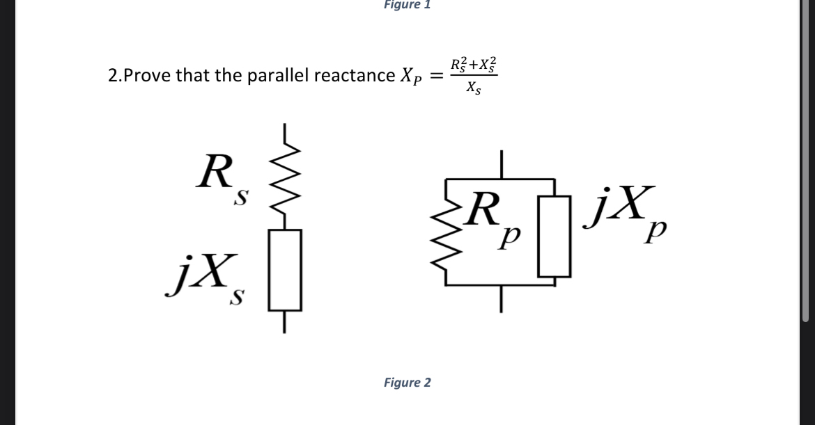 Figure 1 2 . Prove that the parallel reactance x