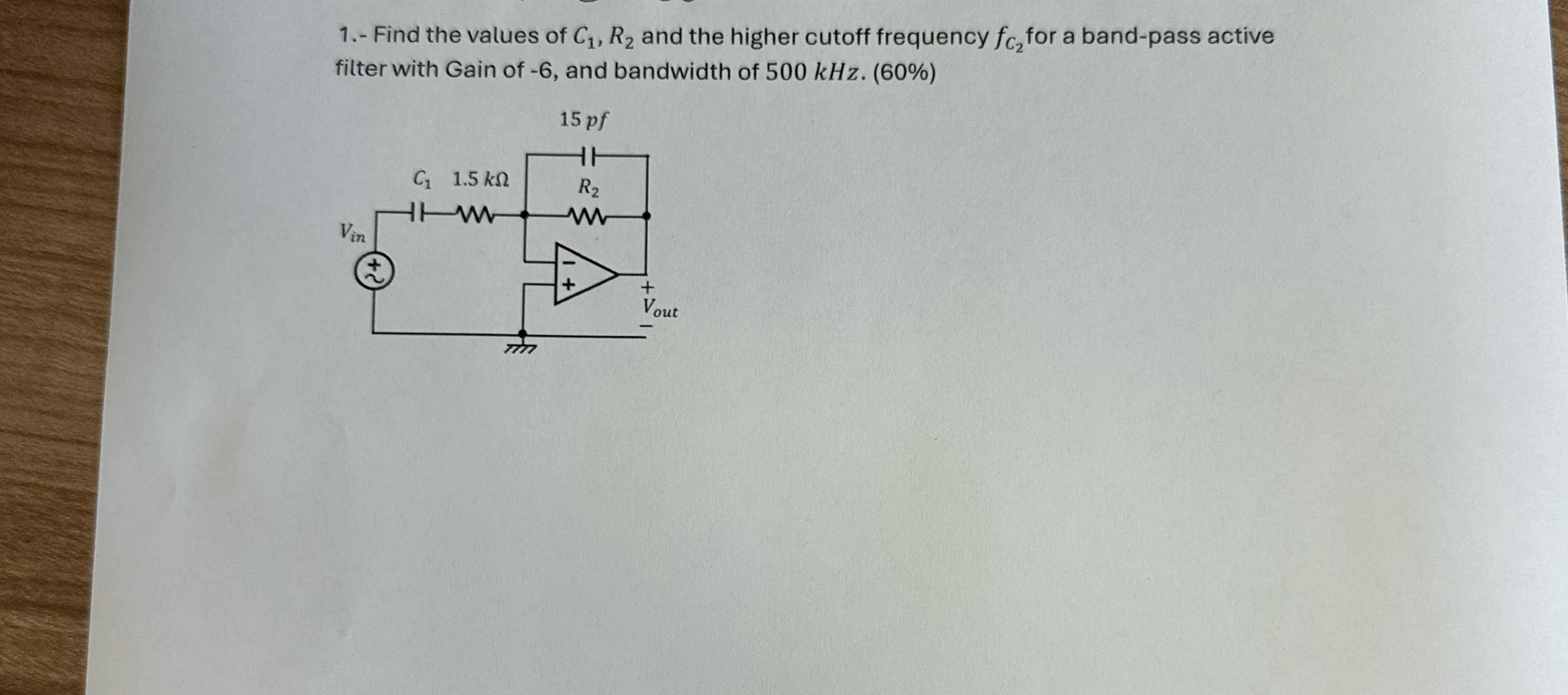 1 . - Find the values of C 1 , R 2 and the higher