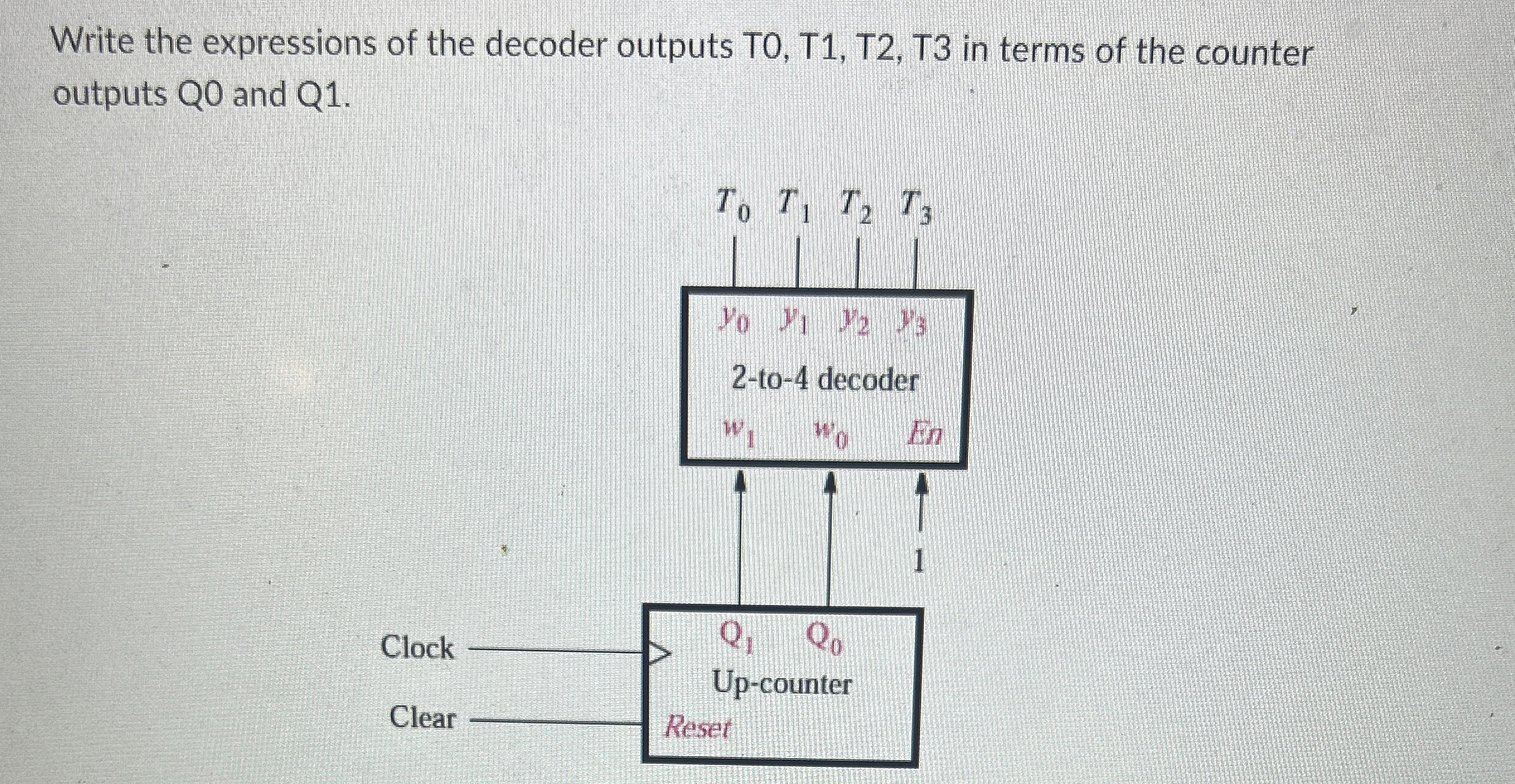Write the expressions of the decoder outputs T 0