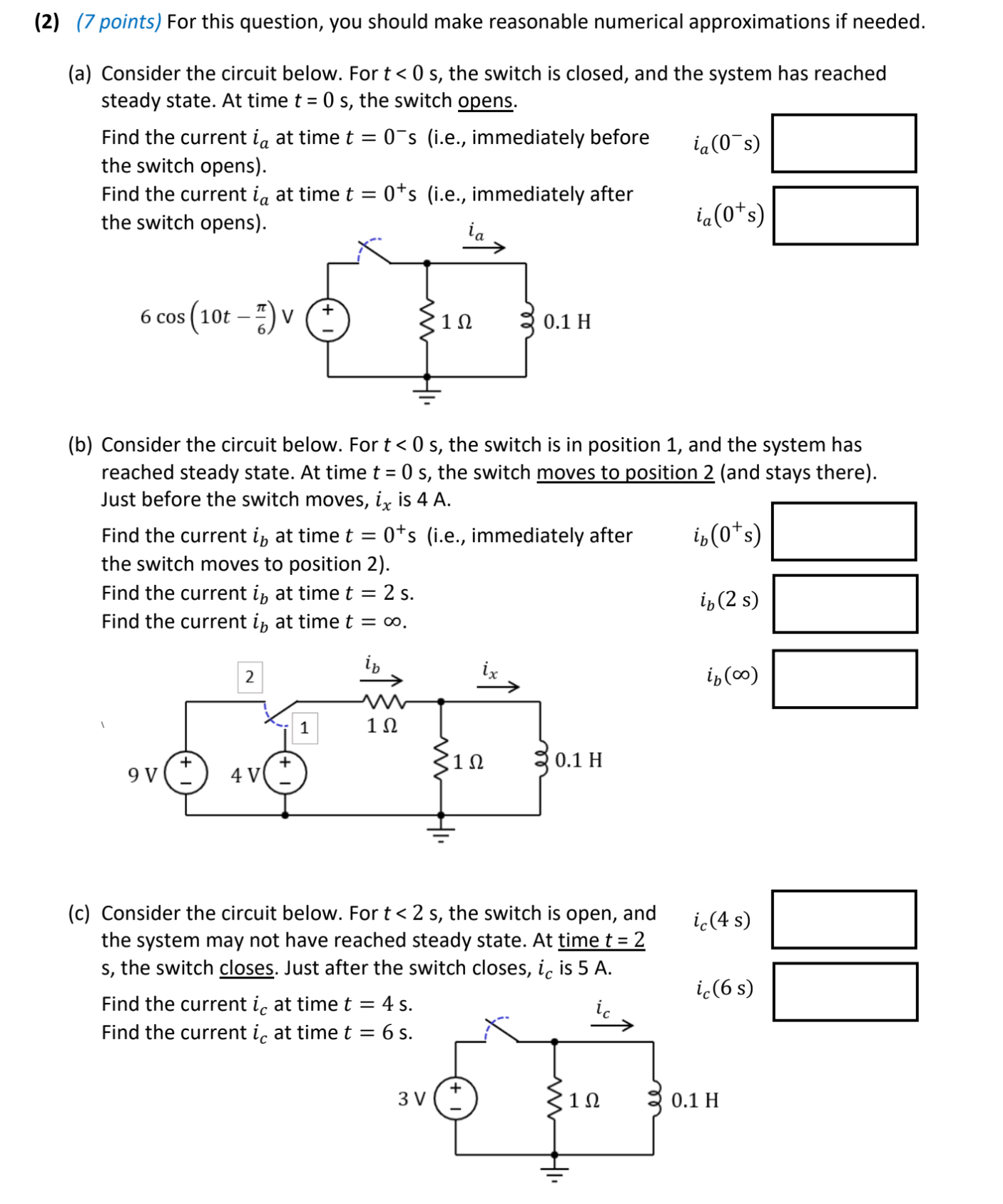 ( 2 ) ( 7 points ) For this question, you should