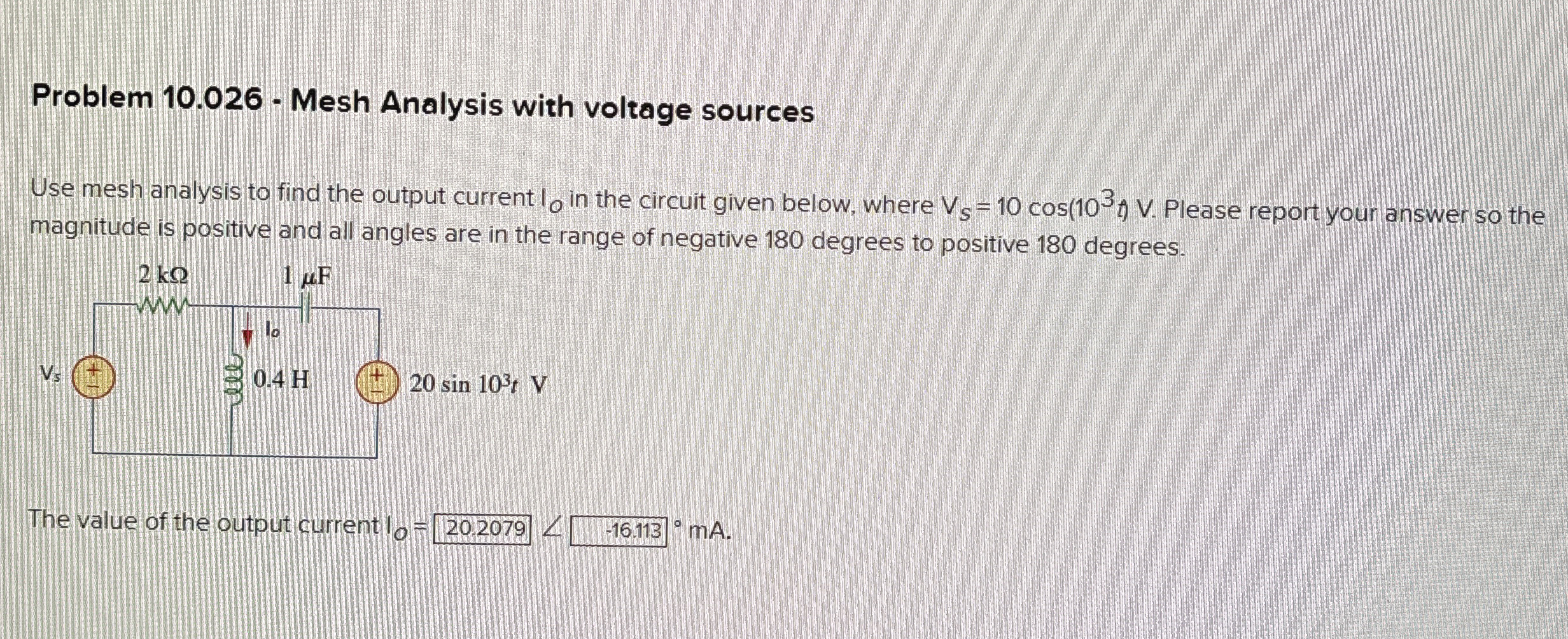 Problem 1 0 . 0 2 6 - Mesh Analysis with voltage