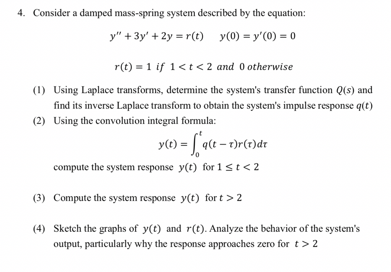 Consider a damped mass - spring system described
