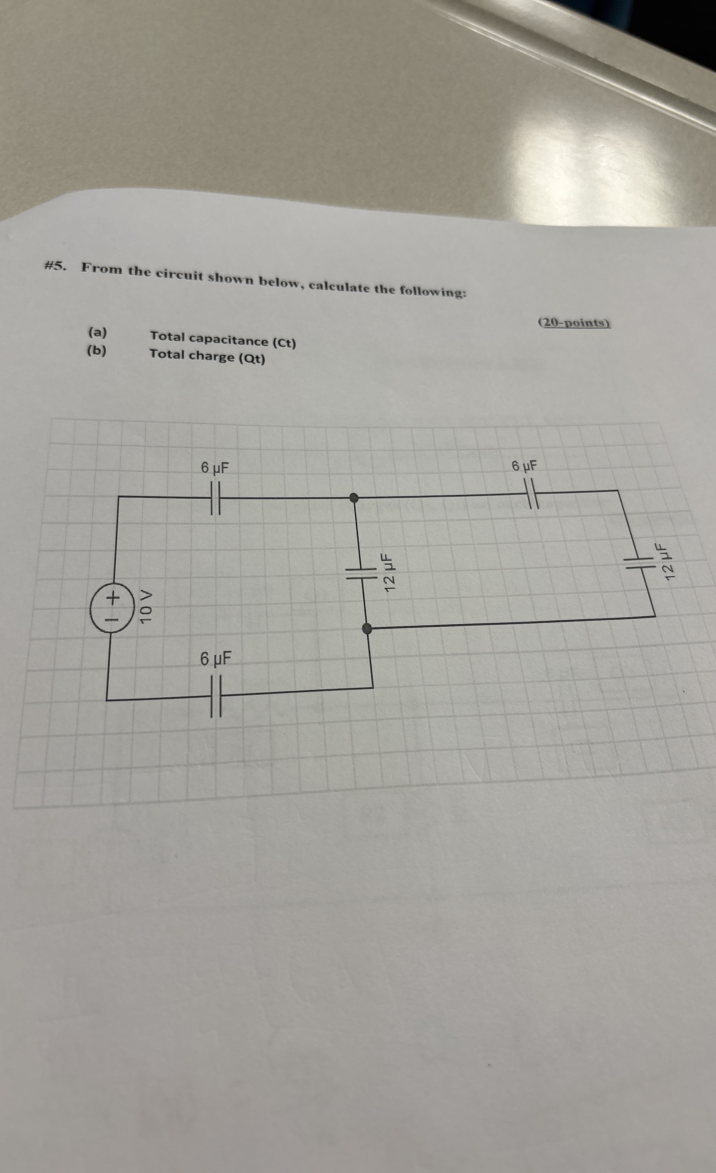 # 5 . From the circuit shown below, calculate the