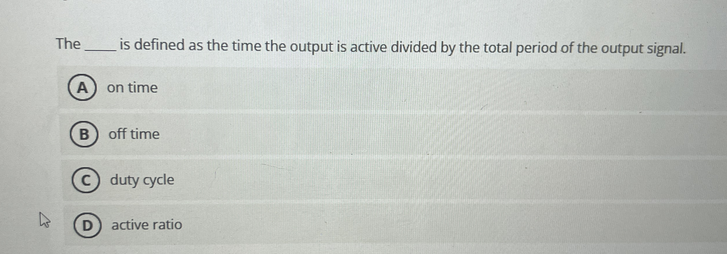 The q , is defined as the time the output is