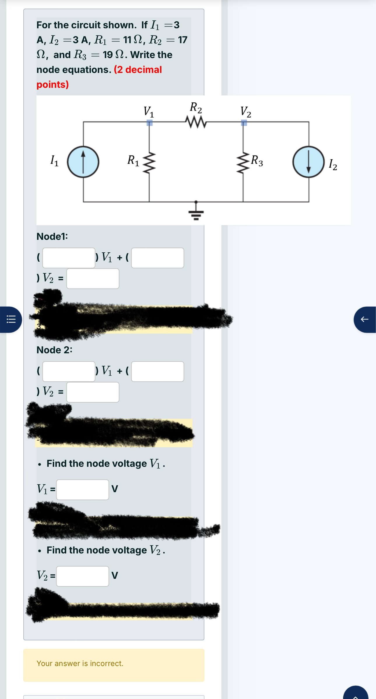 For the circuit shown. If I 1 = 3 A , I 2 = 3 A ,