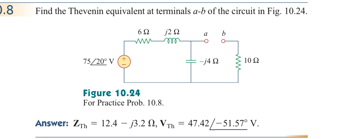 . 8 Find the Thevenin equivalent at terminals a -