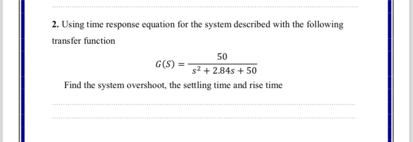 Using time response equation for the system