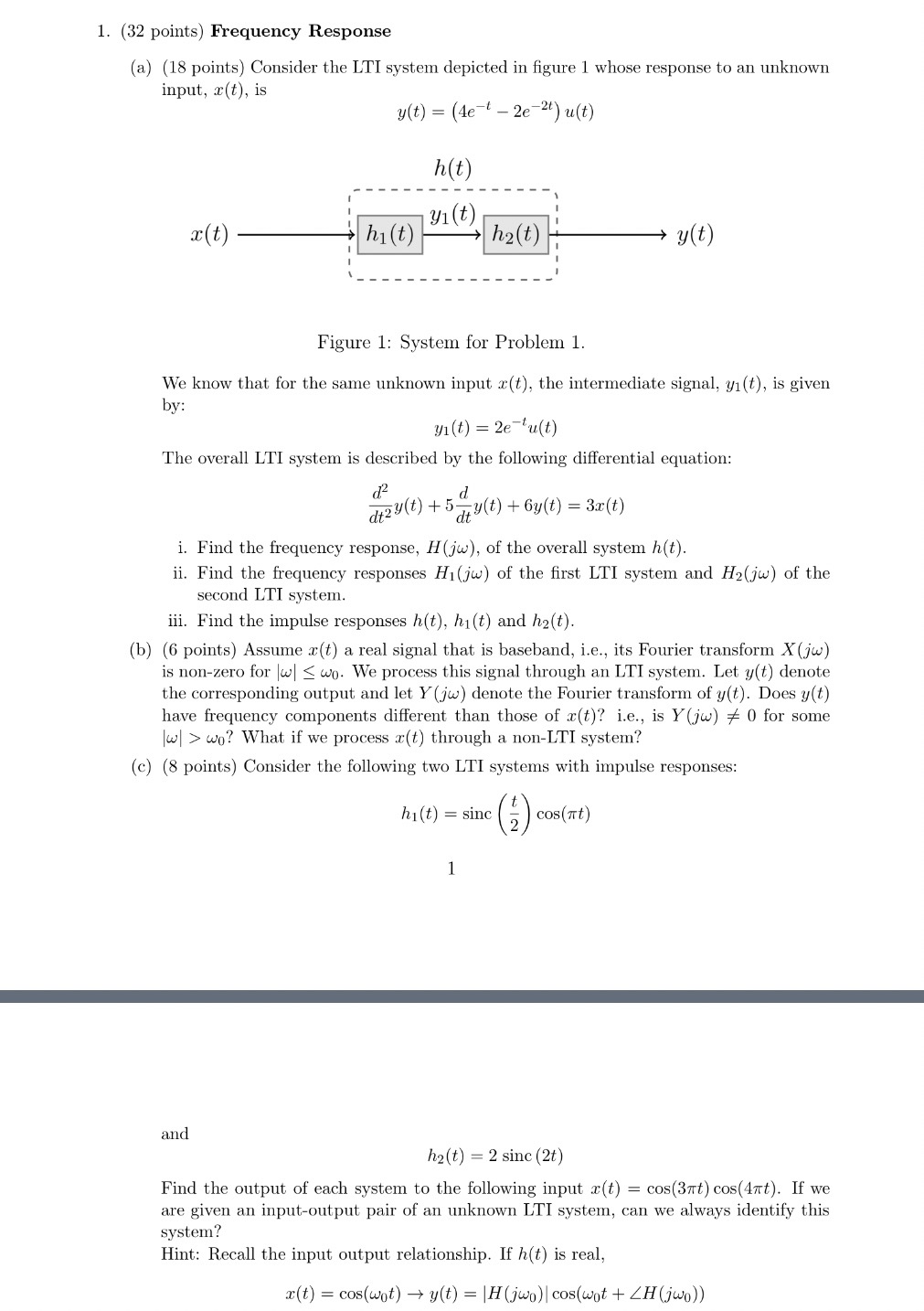 ( 3 2 points ) Frequency Response ( a ) ( 1 8