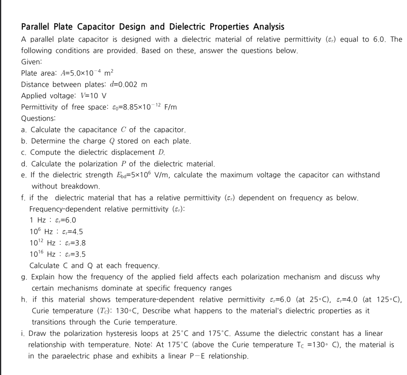 Parallel Plate Capacitor Design and Dielectric