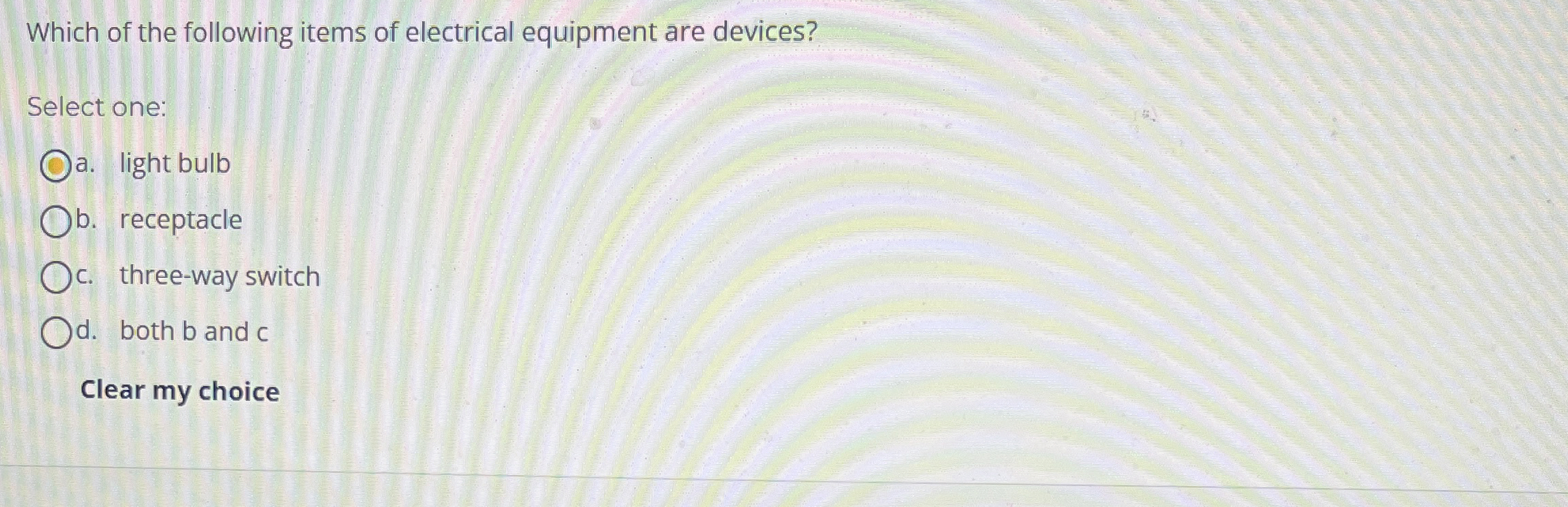 Which of the following items of electrical