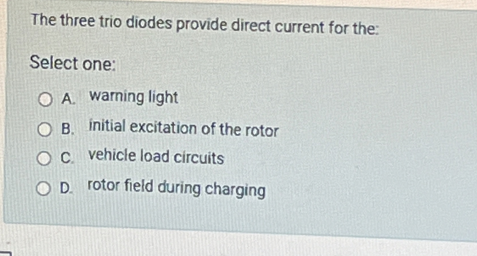 The three trio diodes provide direct current for