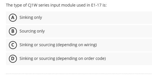 The type of CJ 1 W series input module used in E