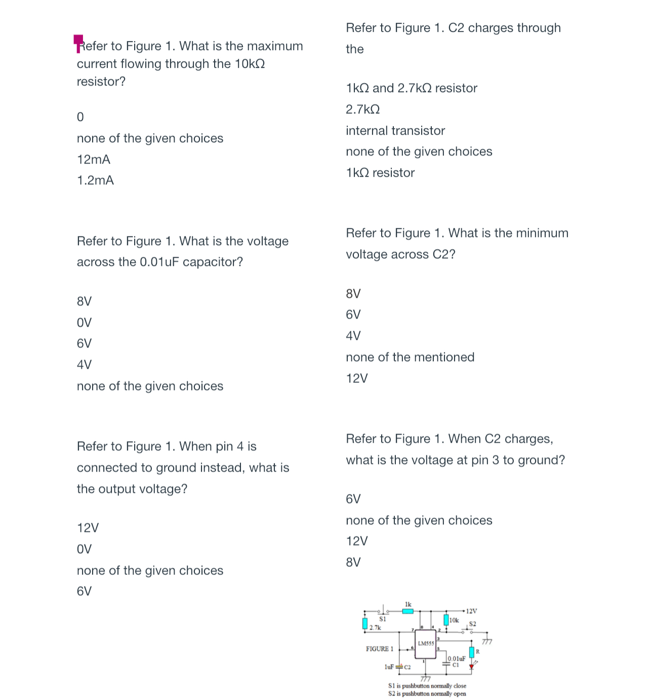 Refer to Figure 1 . What is the maximum current