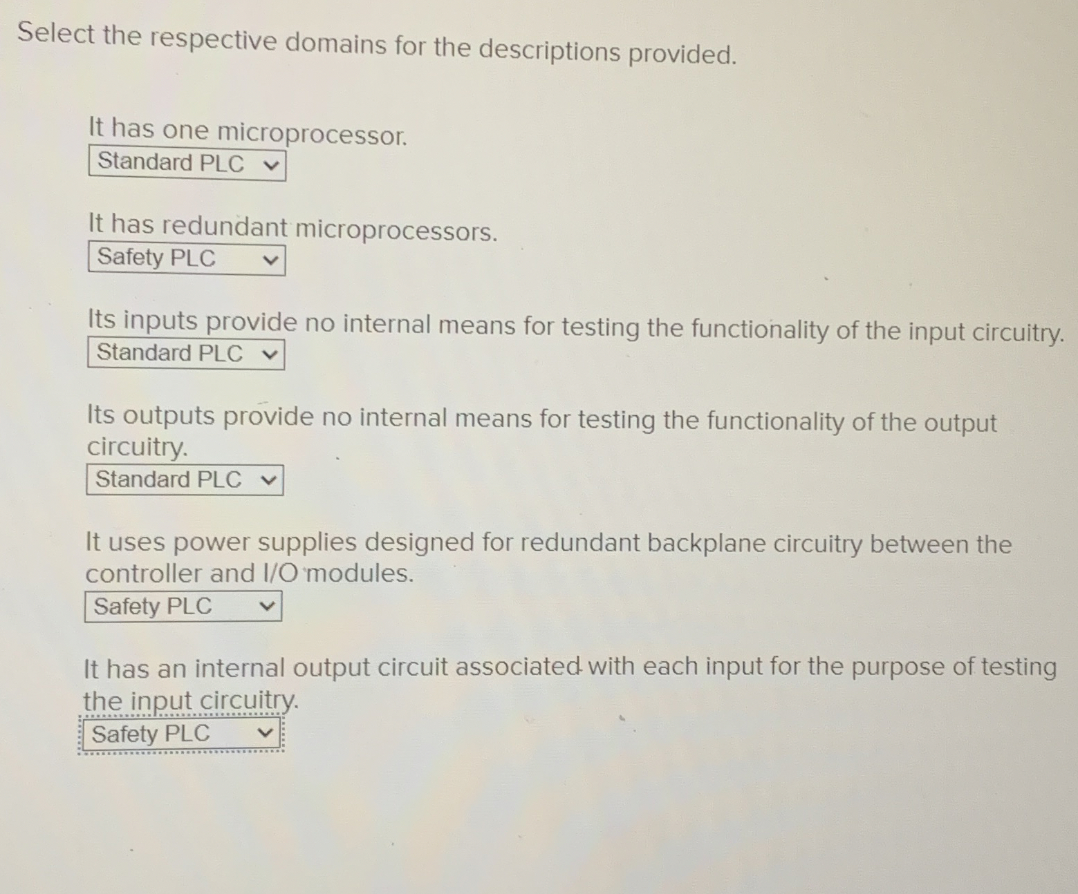 Select the respective domains for the
