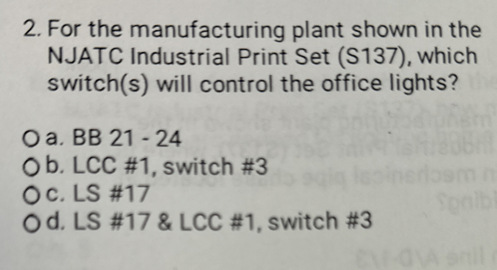 For the manufacturing plant shown in the NJATC
