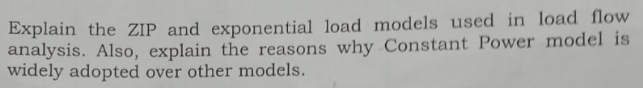 Explain the ZIP and exponential load models used