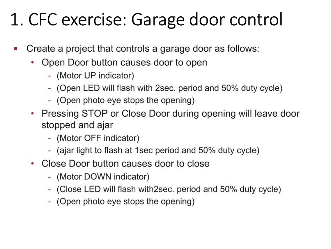 1 . CFC exercise: Garage door control - Create a