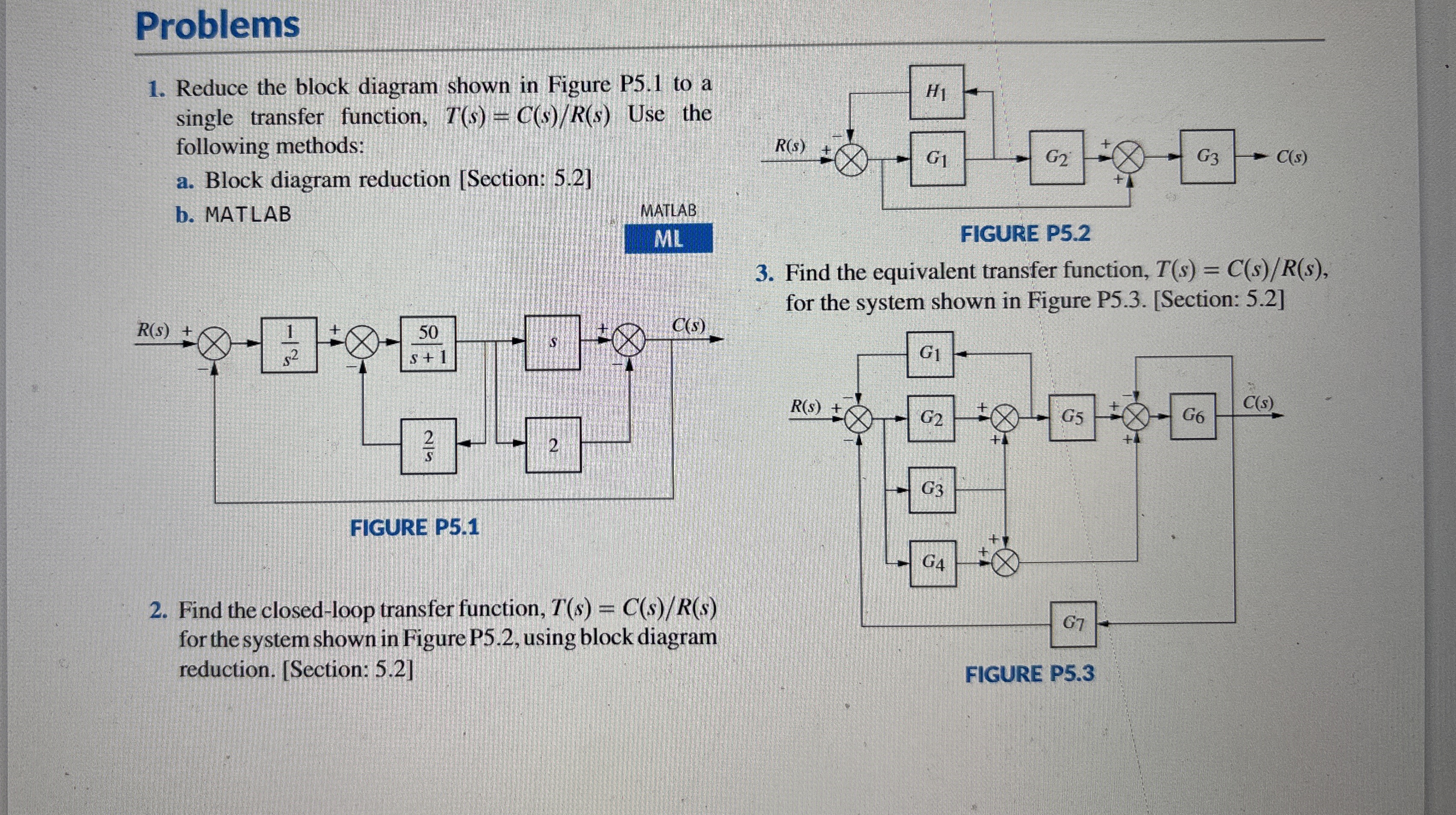 Problems Reduce the block diagram shown in Figure