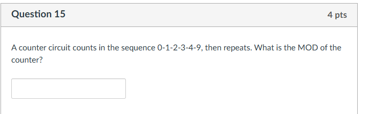 Question 1 5 A counter circuit counts in the