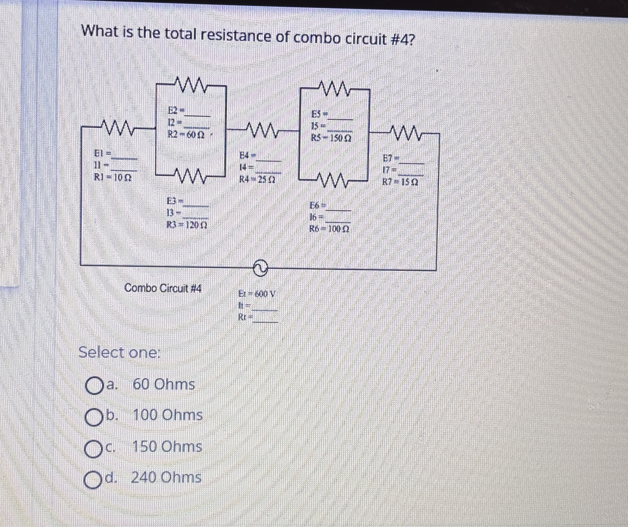 What is the total resistance of combo circuit # 4