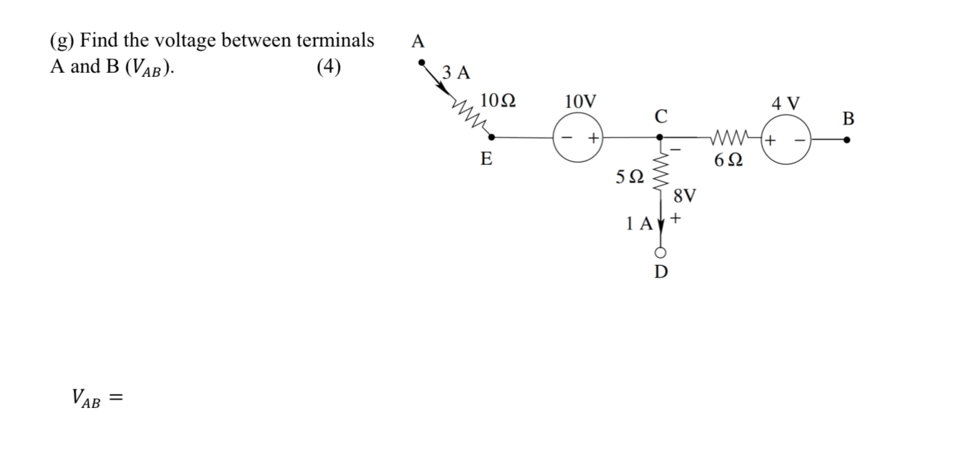 ( g ) Find the voltage between terminals A A and