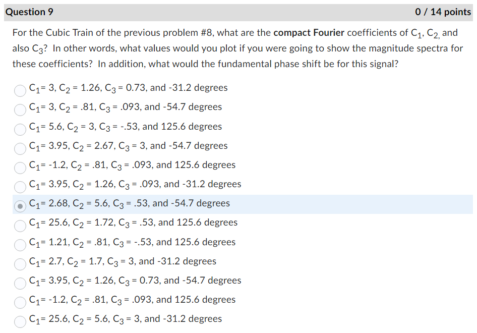 Question 9 For the Cubic Train o f the previous