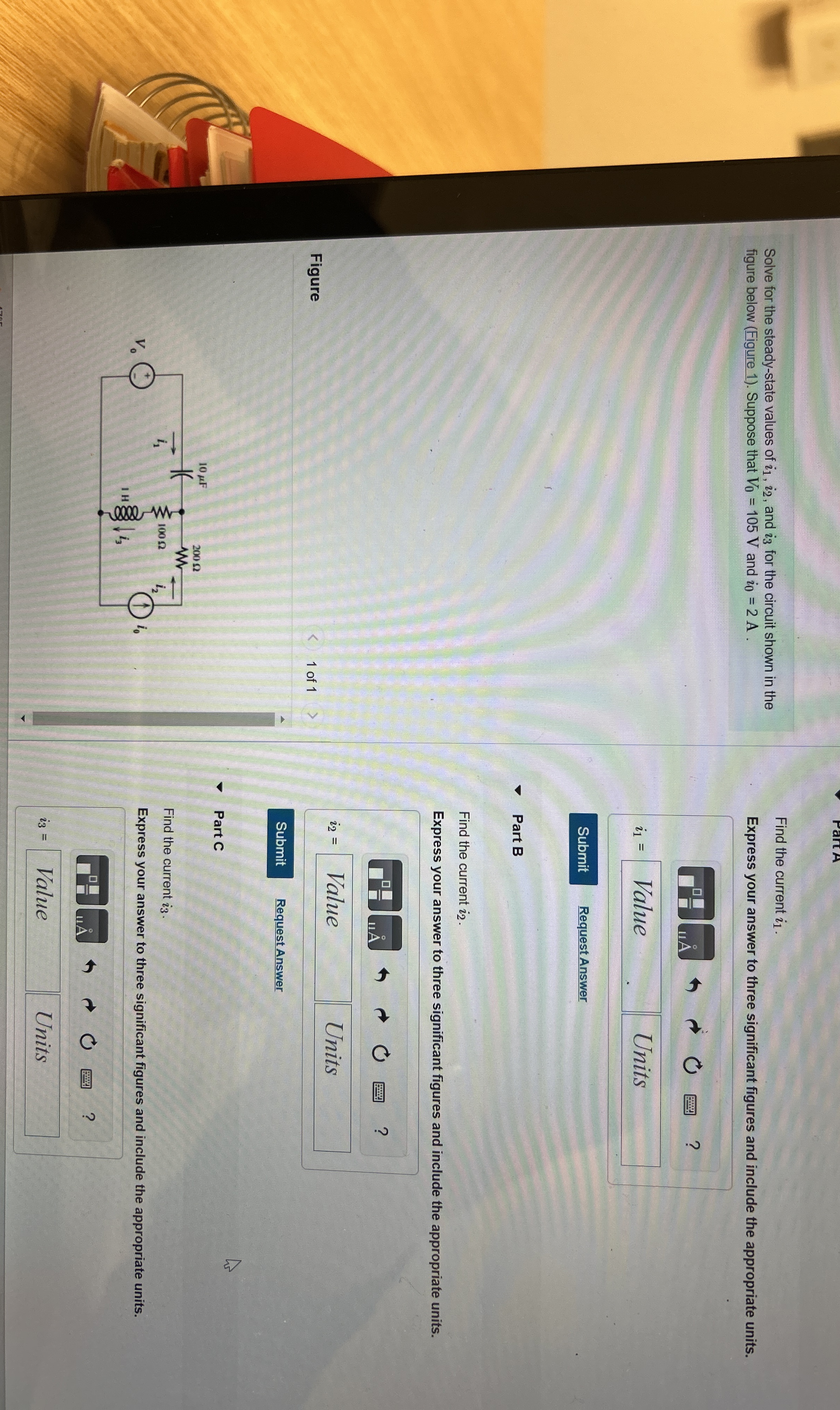 Solve for the steady - state values of i 1 , i 2