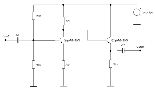 For the directly coupled multistage amplifier