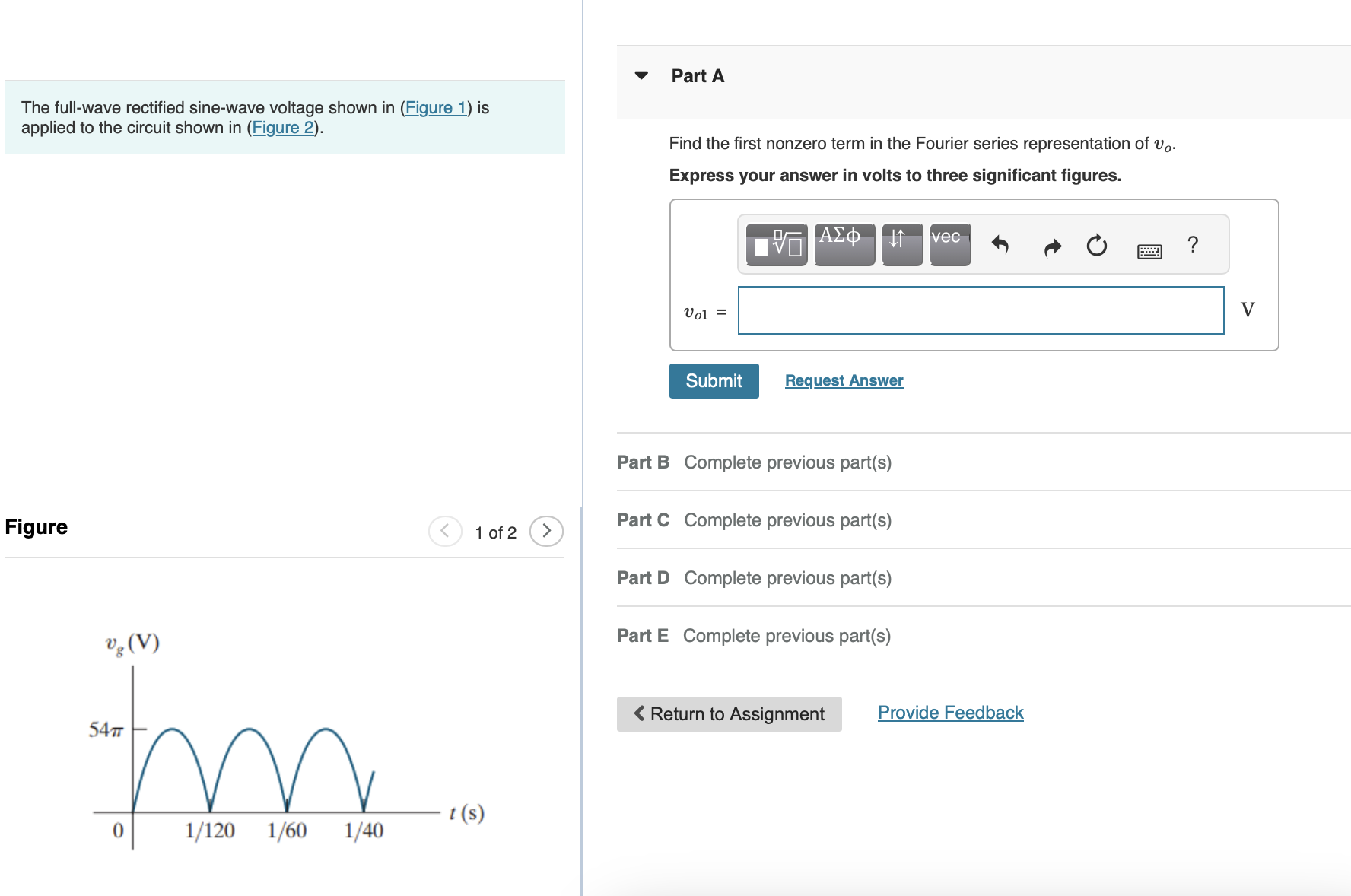 The full - wave rectified sine - wave voltage