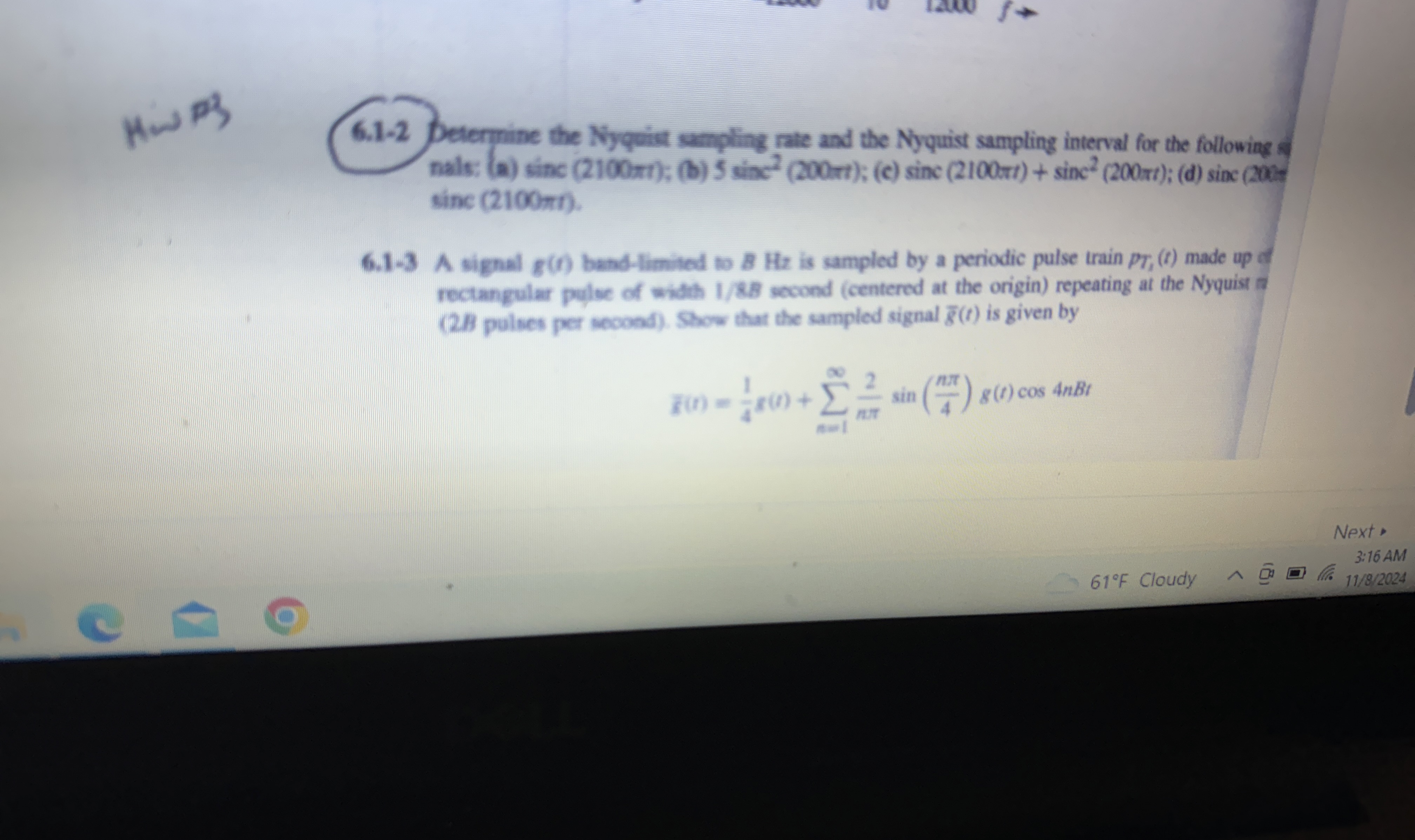 6 . 1 - 2 Peternine the Nyquits sampling rate and