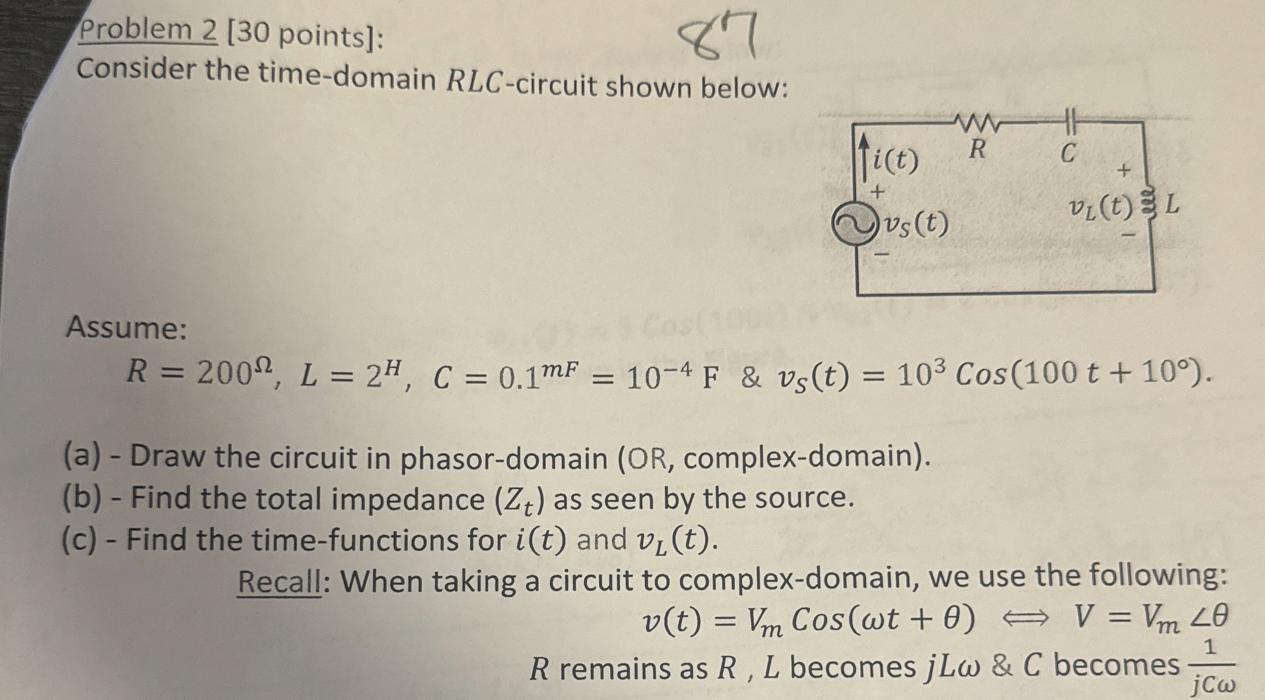 Problem 2 [ 3 0 points ] : Consider the time -