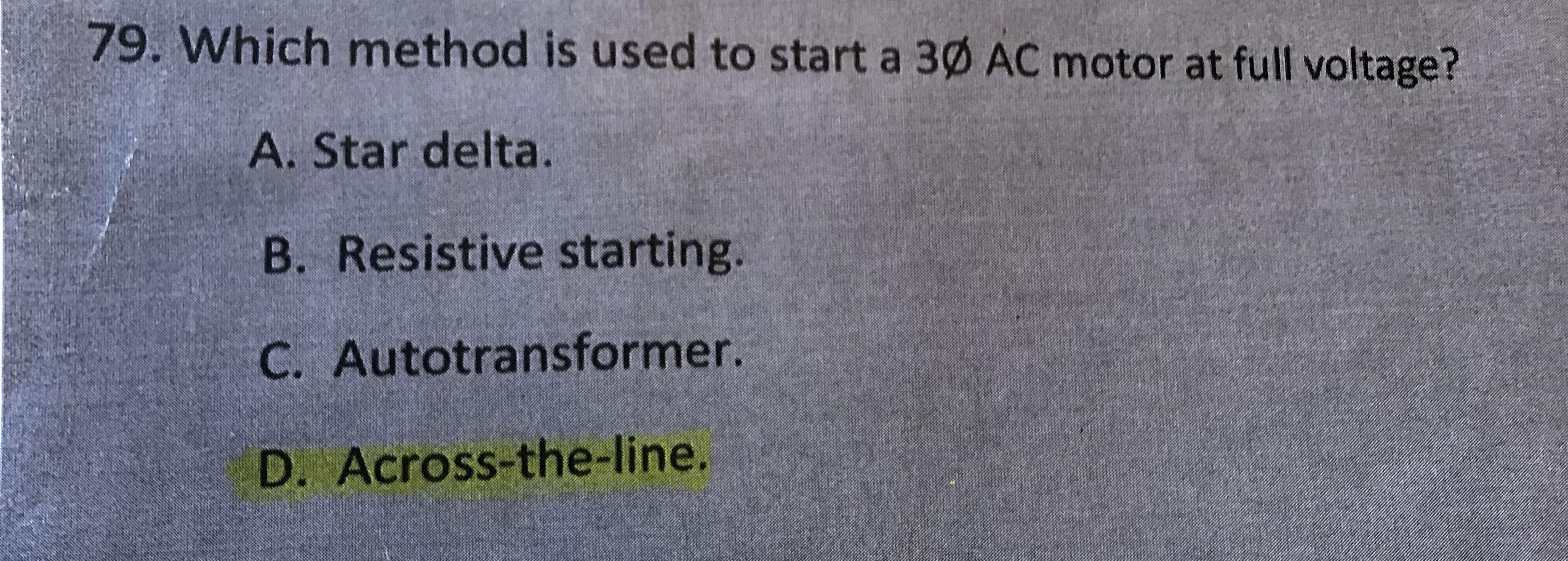 Which method is used to start a 3 phase AC motor