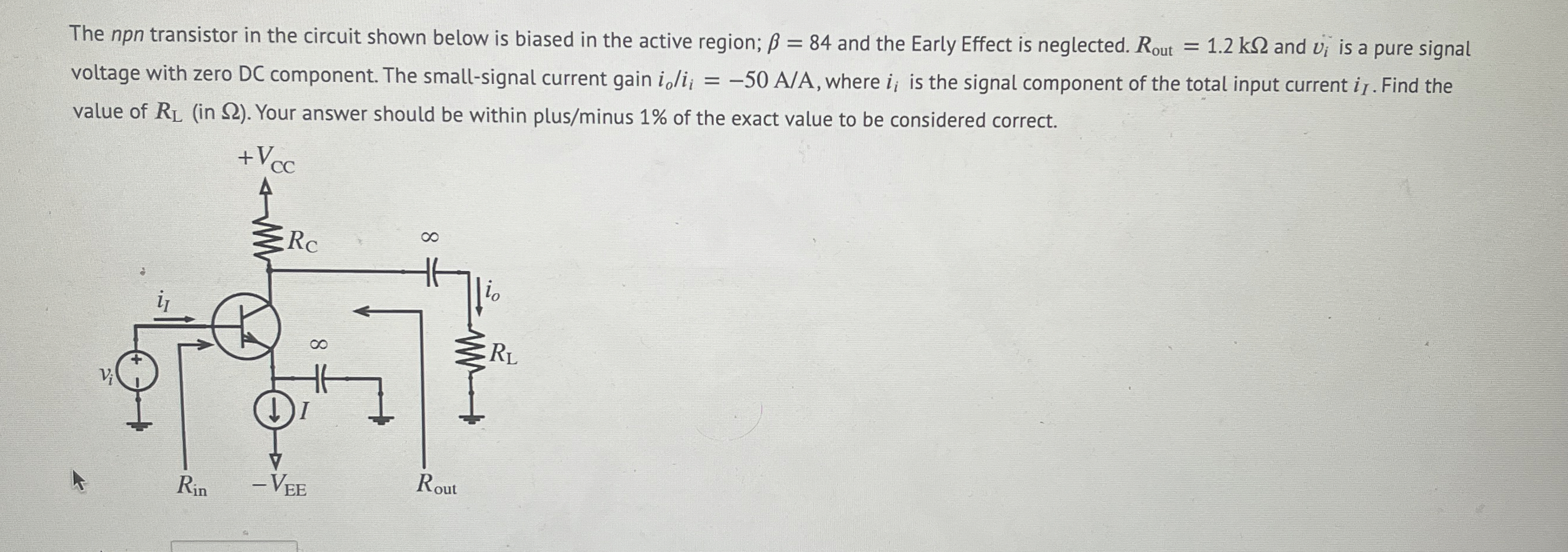 The n p n transistor in the circuit shown below
