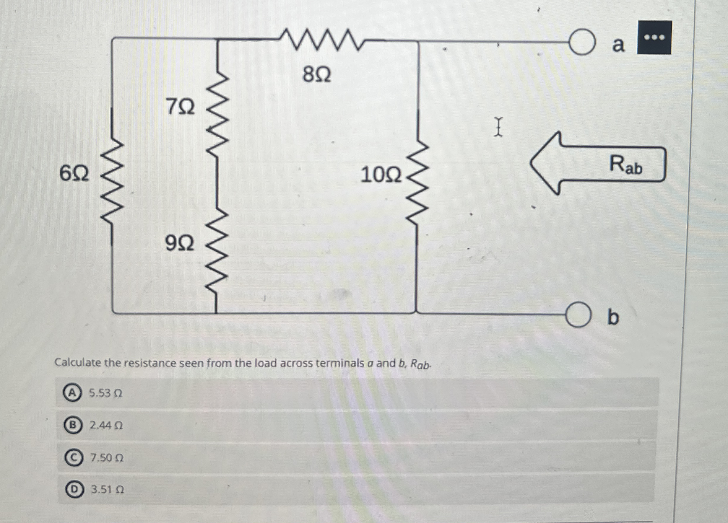 Calculate the resistance seen from the load