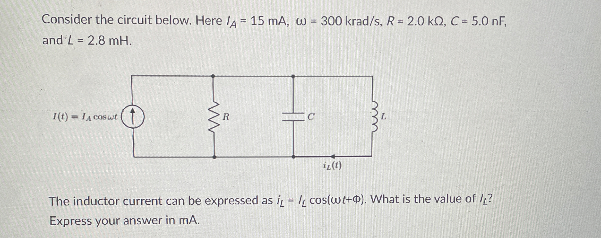 Consider the circuit below. Here I A = 1 5 m A ,