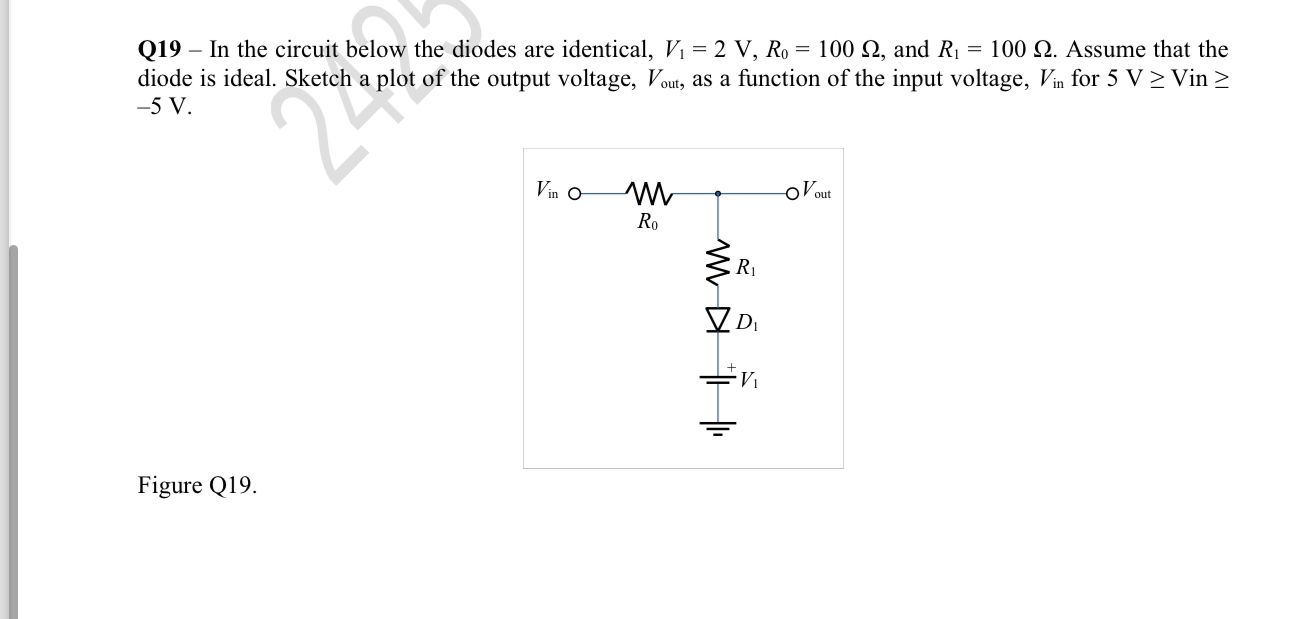 Q 1 9 - In the circuit below the diodes are