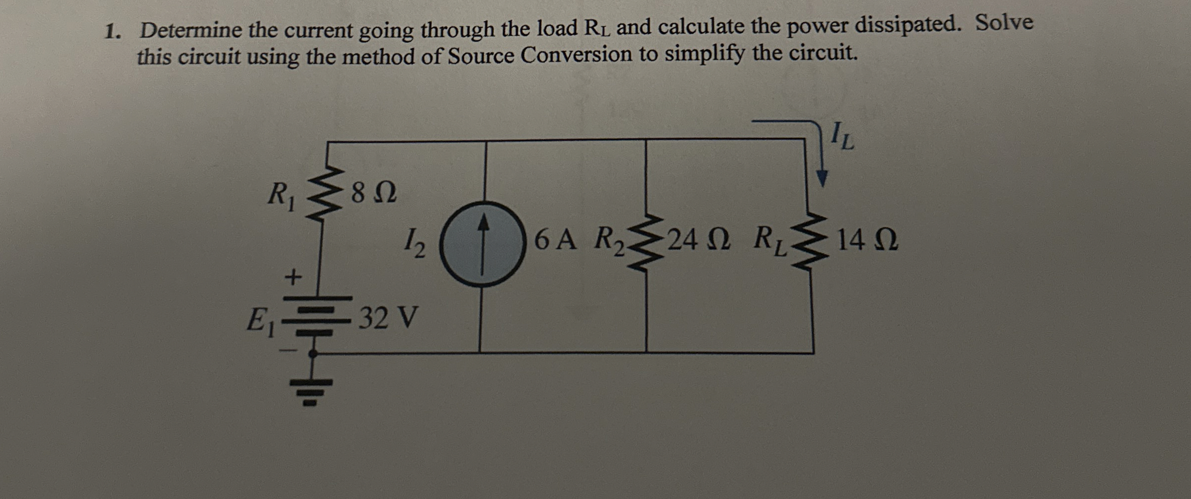 Determine the current going through the load R L