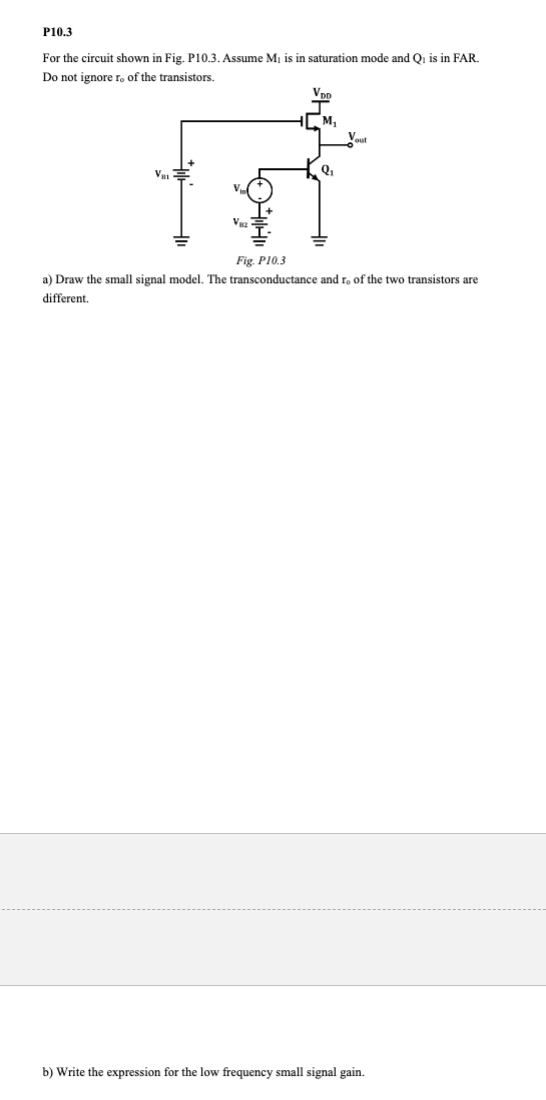 P 1 0 . 3 For the circuit shown in Fig. P 1 0 . 3