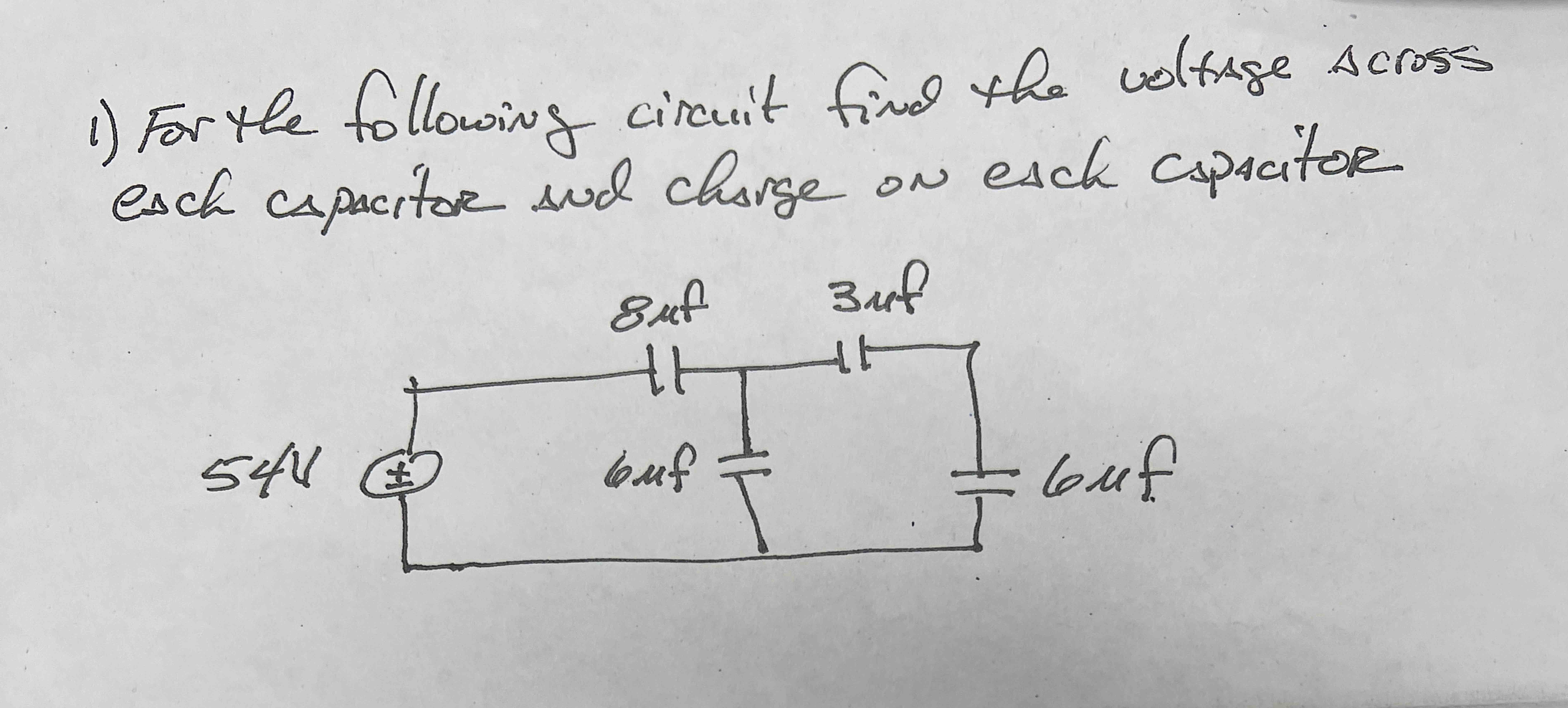 1 ) For the following circuit find the voltage