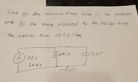 Find 1 the maximum eneryy stored in the capacutor