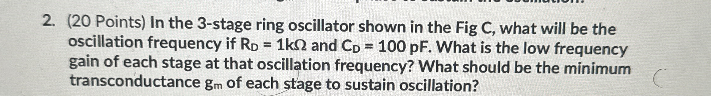 ( 2 0 Points ) In the 3 - stage ring oscillator