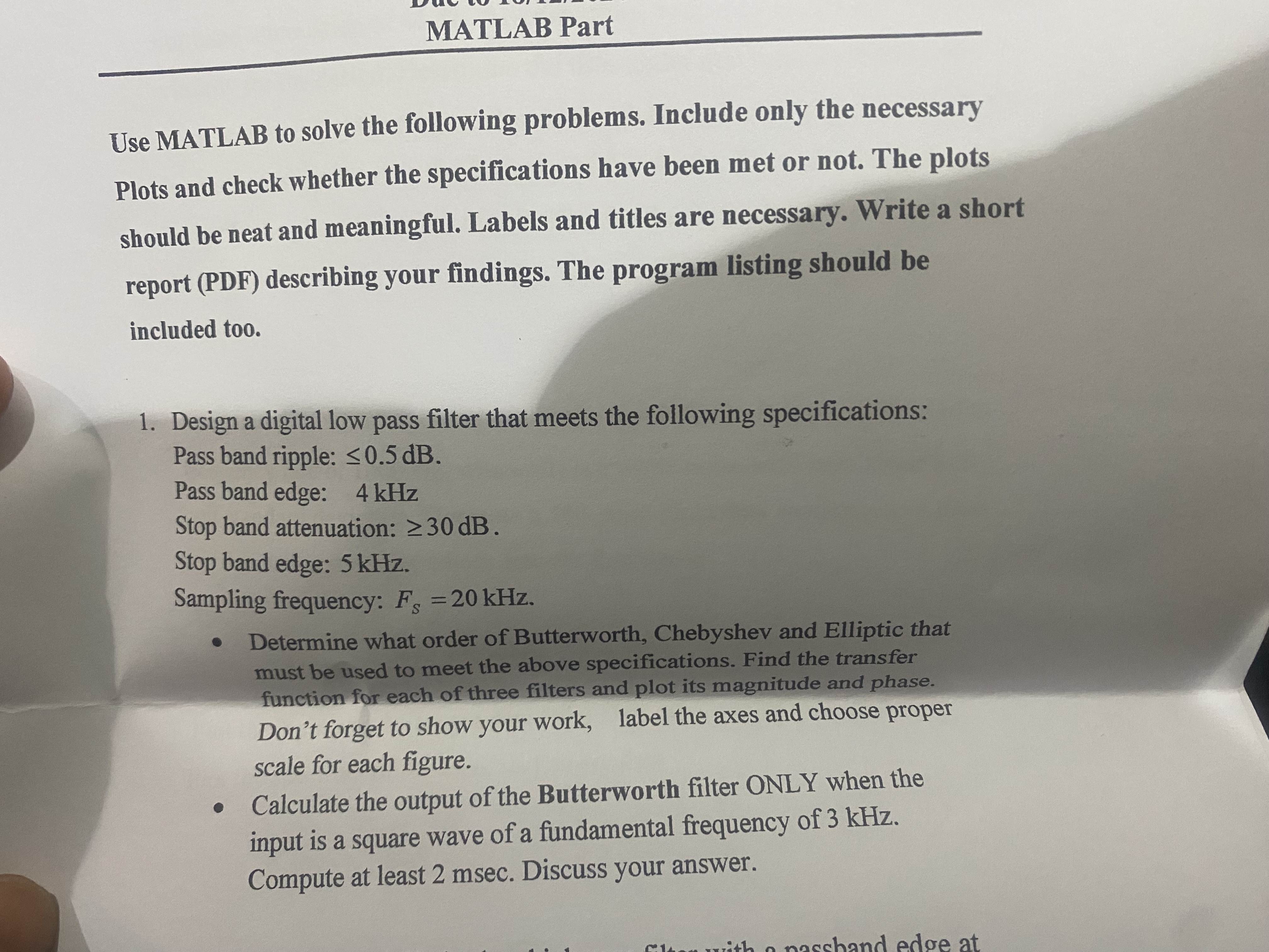 Use MATLAB to solve the following problems.