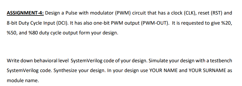ASSIGNMENT - 4 : Design a Pulse with modulator (