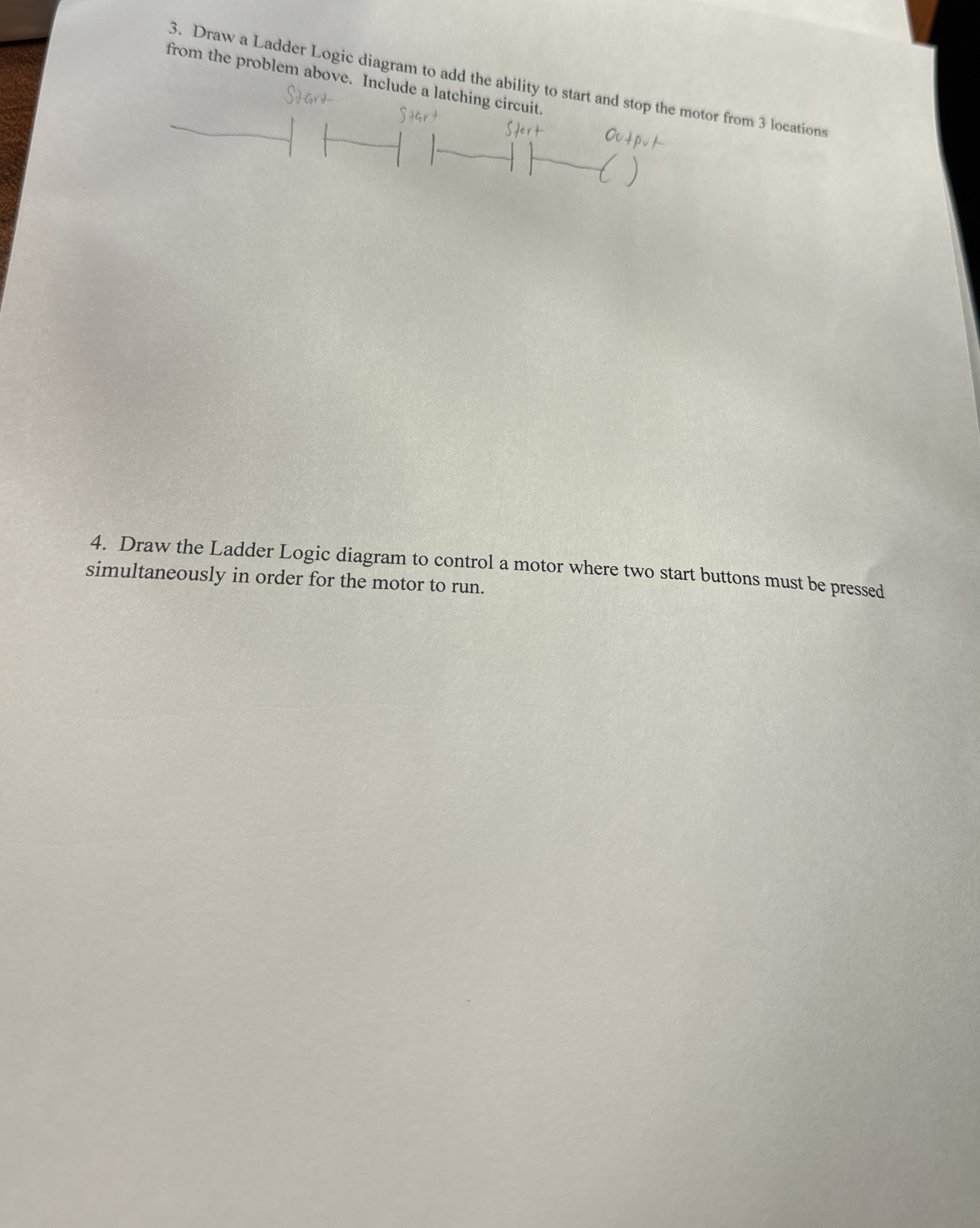 Draw a Ladder Logic diagram to add the ability to