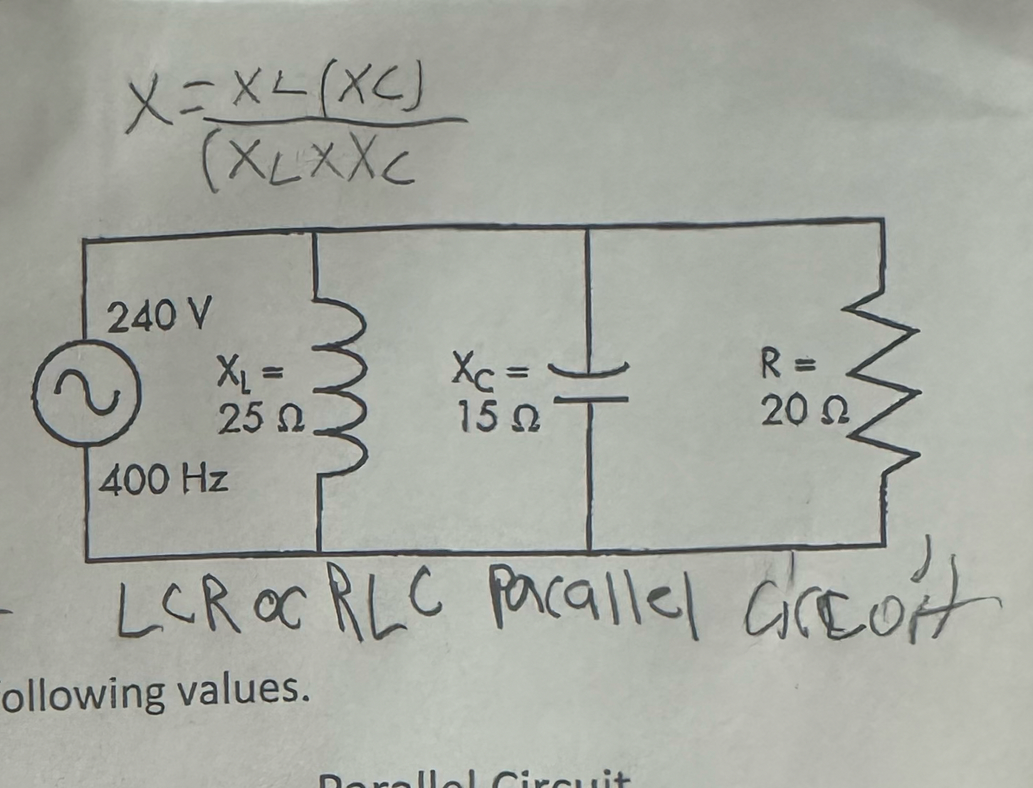 LCR ocRLC Parallel circUit. how to find impedance