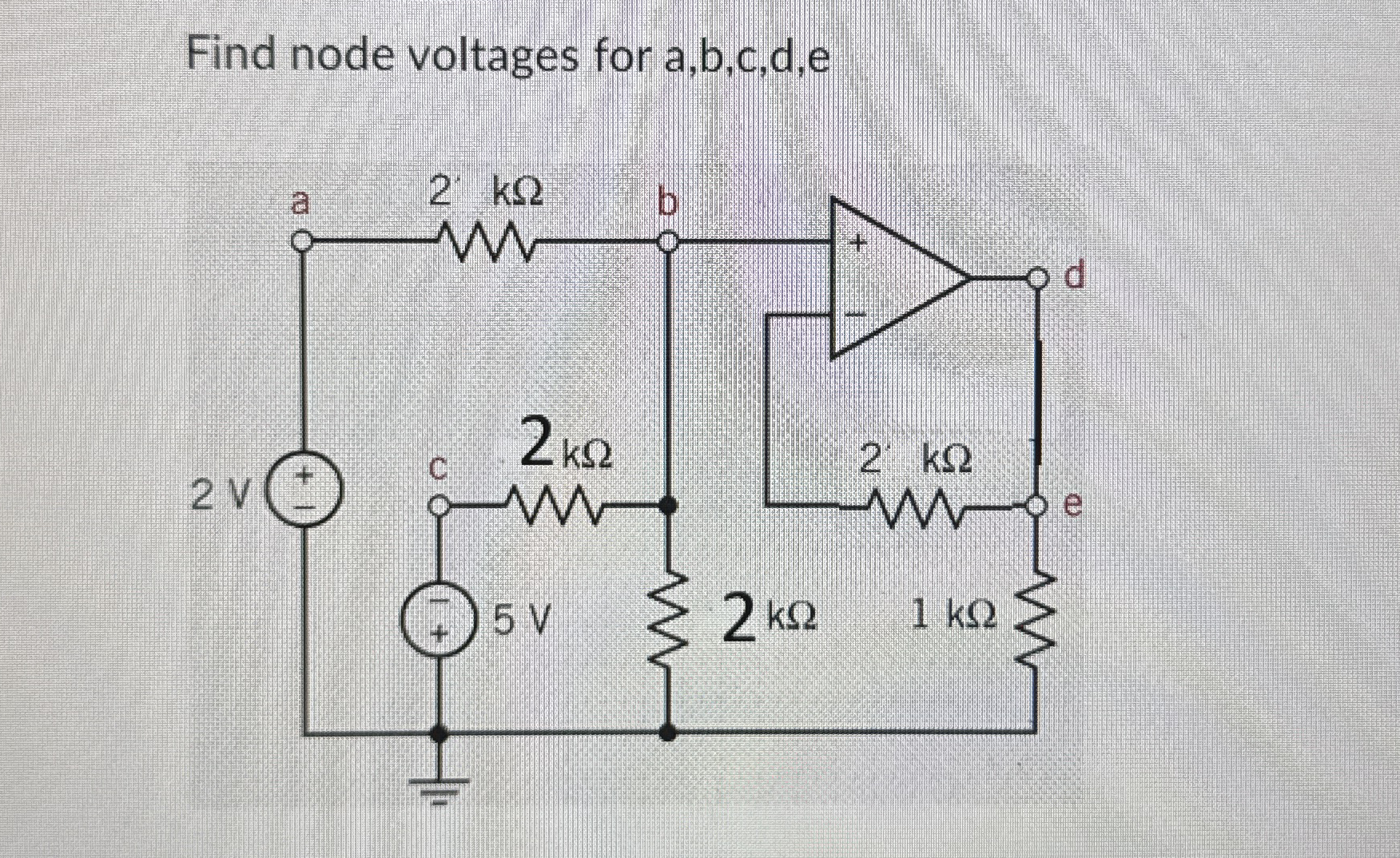 Find node voltages for a , b , c , d , e
