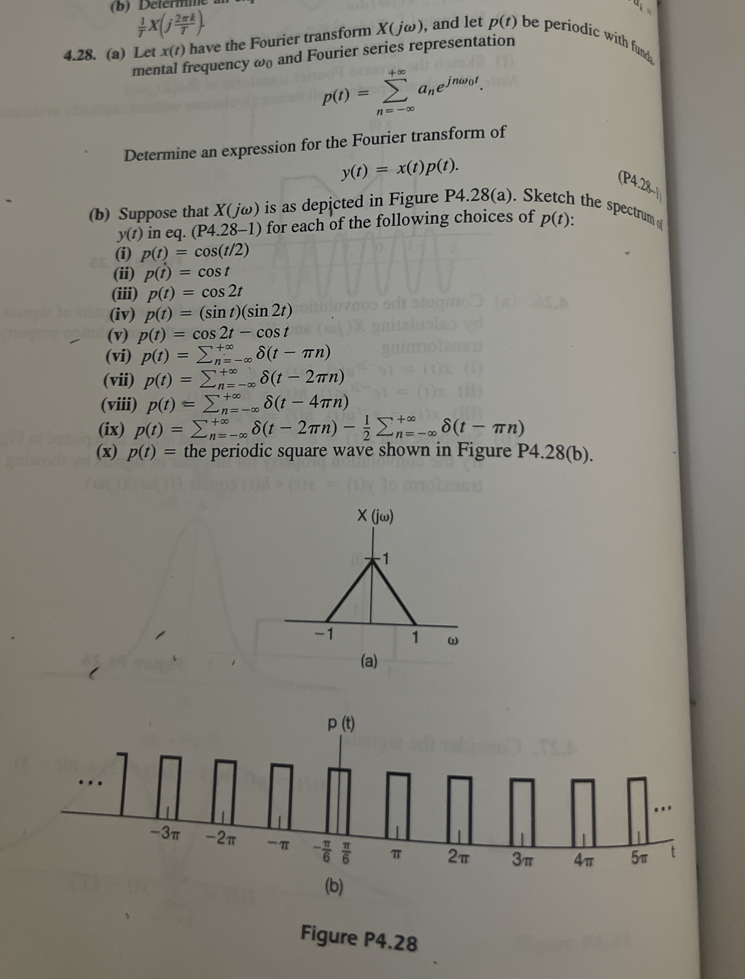 4 . 2 8 . ( a ) Let x ( t ) have the Fourier