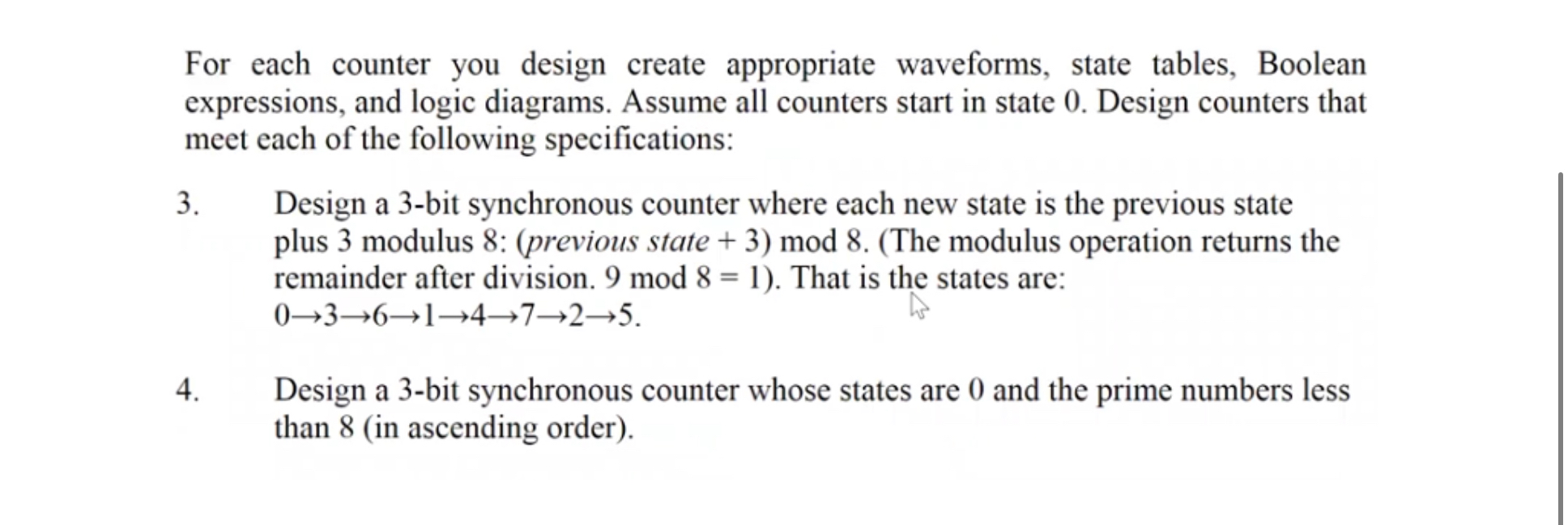 For each counter you design create appropriate