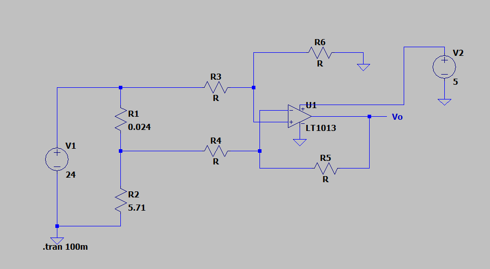 Using KVL , solve the given high current sensing