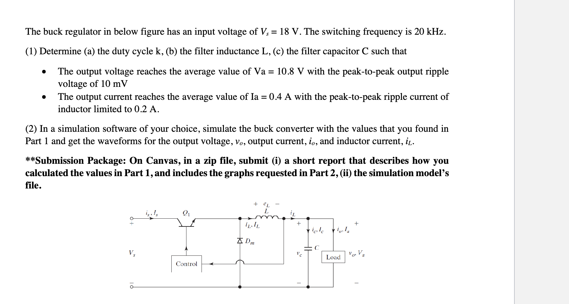 The buck regulator in below figure has an input
